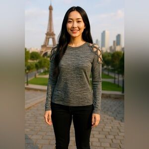 Shein Gray Cutout Shoulder Lightweight Sweater